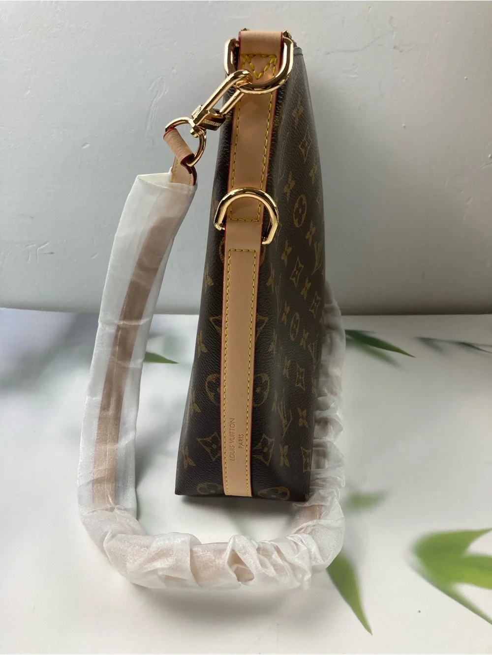 Monogram Canvas Shoulder Bag in Brown and Tan